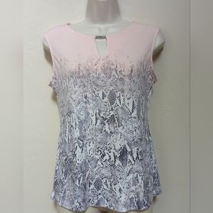 Calvin Klein Woman Sz XS Reptile Print Pullover Top Sleeveless Logo